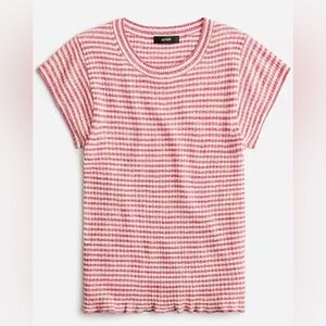 J CREW Cap-Sleeve Sweater-T-Shirt Stripe in Fuchsia White, Sz 3X